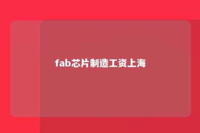 fab芯片制造工资上海 